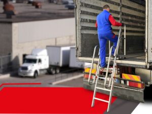 Escalera para camioneros utilizada para acceder de forma segura a la zona de carga del camión